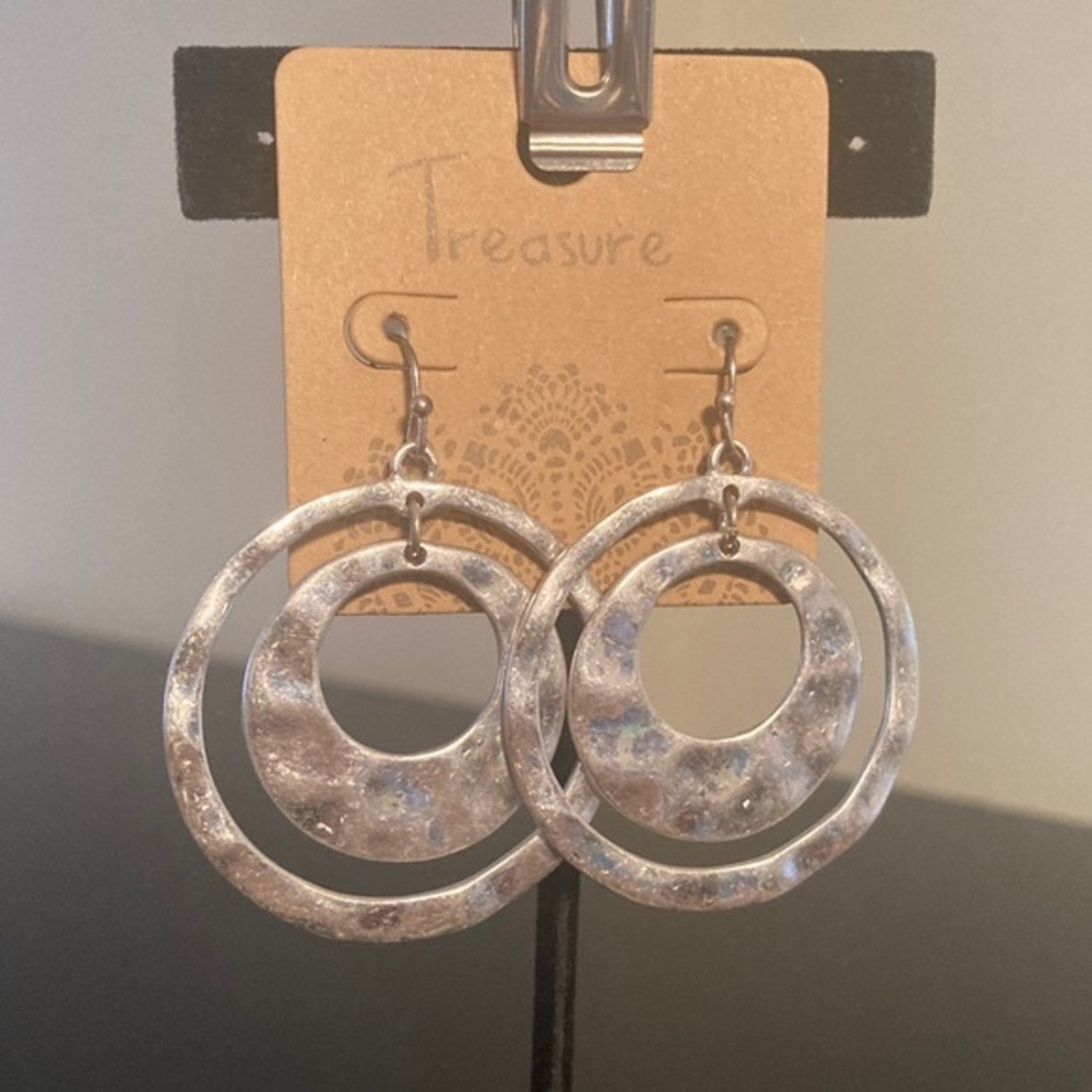 Textured Silver Circle Earrings